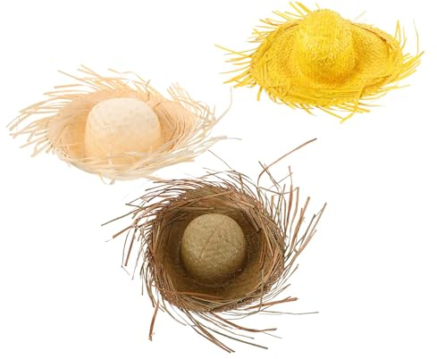TOYANDONA 3 Piezas Sombrero de Paja Puerto Rico Unisex para Playa y Vacaciones Diseño Hawaiano Versátil y Protección Solar, Adecuado para Eventos Grupales y Fiestas de Verano