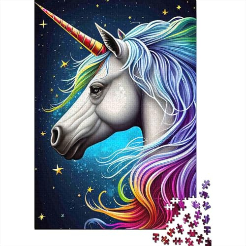 Unicorn Rainbow Hair 1000 Piece Jigsaw Puzzle Jigsaw Puzzle for Adults Night Sky Relax Focus Home Decor Gift 38x26cm/1000pcs