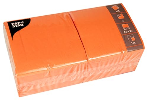 1.000 Servietten, 3-lagig 1/4-Falz 33x33cm orange