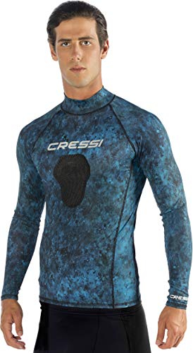Cressi Herren Crew-Neck Rashguard, Camo Blue, Large
