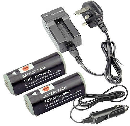 DSTE 2x NB-9L Rechargeable Li-ion Battery + DC110U Travel and Car Charger Compatible with Canon PowerShot ELPH 510 520 530 HS N SD4500 IS IXUS 500 510 1000 1100 HS IXY 1 IXY 3 IXY 50S IXY 51S Camera