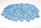 Rosen 15 mm x 100 Stück Satinrosen Aufnäher Deko Blumen Röschen zum Basteln Haarschmuck kleine Rosenköpfe Farbe: hell blau 311