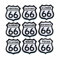 hegibaer 9er Set mit 48 x 48 mm Route 66 Amerika USA Mother Road Patches Aufnäher Aufbügler