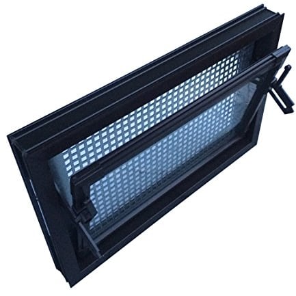 Kellerfenster braun 80 x 60 cm Isolierglas 3.3 mit Schutzgitter, incl. Pollenschutzgewebe, 4 Fensterbauschrauben