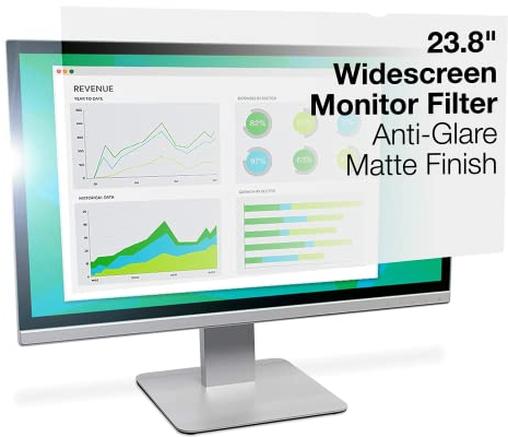 3M Filtro antirreflejos de para monitor de escritorio con pantalla panorámica de 23,8 - Protector de pantalla (Protector de pantalla anti-reflejante, Universal, Resistente a rayones, Transparente, 1 pieza(s))