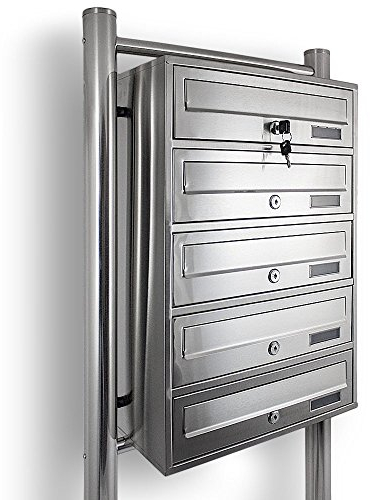 Bituxx Edelstahl Stand-Briefkastenanlage Postkasten Letterbox Mailbox mit 5 Fächer