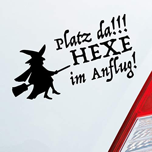 Hellweg Druckerei Platz da!!! Hexe im Anflug! Girl Auto Aufkleber Sticker Heckscheibenaufkleber