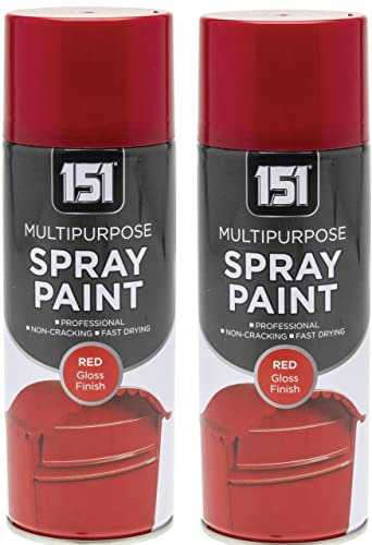 151 Red Gloss Multi-Purpose Aerosol Spray Paint 400ml (2 Pack)