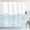 ABAKUHAUS Blau Weiss Duschvorhang, Zusammenfassung Seascape, Stoffliches Gewebe Badezimmerdekorationsset mit Haken, 175 x 200 cm, Blau Türkis und Weiß