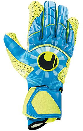 uhlsport Unisex – Erwachsene Control SUPERGRIP HN Torwarthandschuhe, Fußballhandschuhe, Radar blau/Fluo gelb/schw, 8