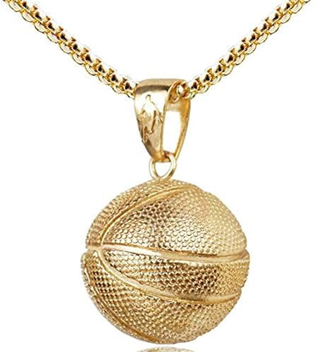 AILUOR Fashion Basketball Anhänger Halskette Edelstahl Kette Hip Hop Sport Halskette Fitness Schmuck (Gold)