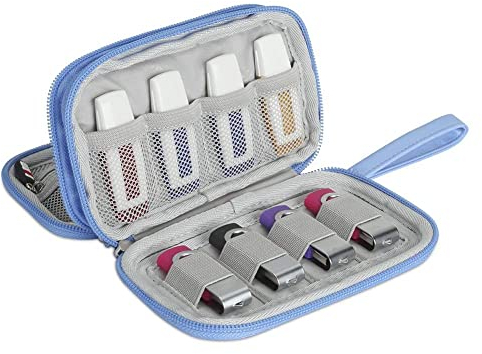 BUBM Hallart USB Flash Drive Case, Portable Waterproof Electronic Accessories Bag for USB Flash Drives, SD Cards,Earphone and Other Small Accessories 16 x 9 x 4.5cm,Blue