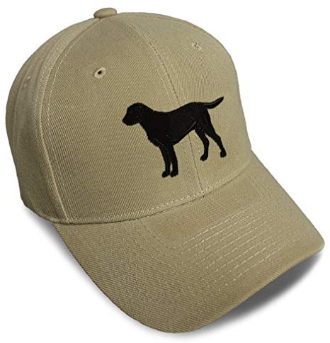 Baseballkappe, schwarz, Labrador, Retriever, Laborstickerei, Riemenverschluss, Khaki, Einheitsgröße