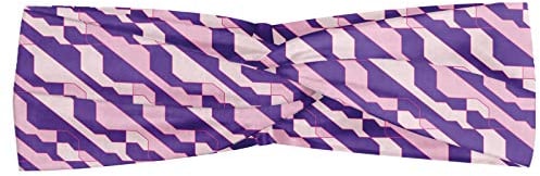 ABAKUHAUS abstrakte Geometrie Halstuch Bandana Kopftuch, 80er Jahre Stil diagonale Anordnung Bicolor Modern Composition, Elastisch und Angenehme alltags accessories, Blau Violett Baby Pink