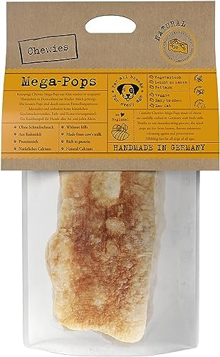 Chewies Mega-Pops Käse Leckerli für Ihren Hund - Knusper Käse-Snack Leckereien für Hunde - laktosefreie, kalorienarme Hundeleckerli getreidefrei aus Kuh-Milch, made in Germany (25g)