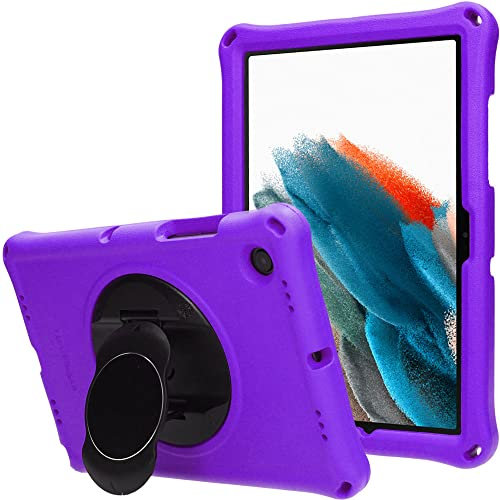 TECHGEAR Bumper+ Case Compatible with Samsung Galaxy Tab A8 10.5 2022 (SM-X200 / SM-X205) Rugged Shockproof Soft Protect Easy Grip Body Case with Stand, Holder, Screen Film, Kids Proof Case [Purple]