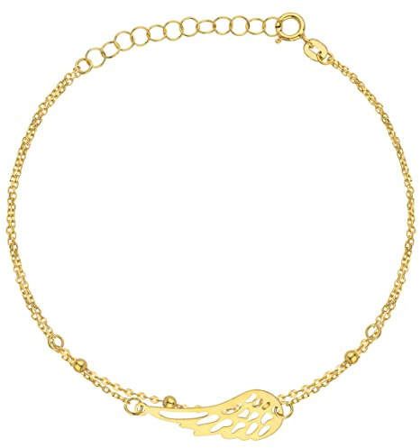 Goldarmband 333 8k Gold Gelbgold Engelsflügel Kugel Gravur