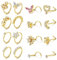 Kakonia 16Pcs Nose Rings for Women Surgical Steel Nose Studs Hoops 20G Nose Hoop Corkscrew L Shaped Nose Stud Gold Silver Nose Ring Nose Piercing Jewelry Gold
