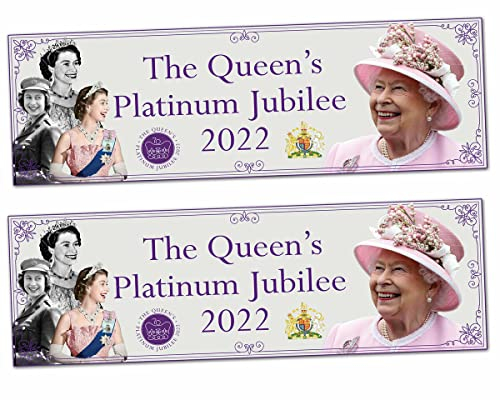 2 Queen Platinum Jubilee 2022 Banner Poster Party Dekorationen Poster Union Jack England Royal Family Queen Elizabeth's Jubilee Feier Jubiläum