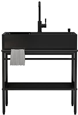 Fregadero Camper, Lavadero Pila Exterior, Pila de Lavar, Fregaderos Industriales, Fregadero Exterior Jardin, Fregadero con Patas Acero, Patas Ajustables, Independiente en Forma de R