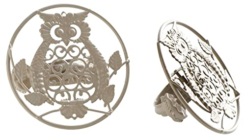 MACOSA HOME U1900381_x2 Raffhalter 2er Pack Eulen Taupe Metall modern Vorhanghalter Deko für Gardinen Vorhang-Deko Klammern Vorhangzubehör Accessoire