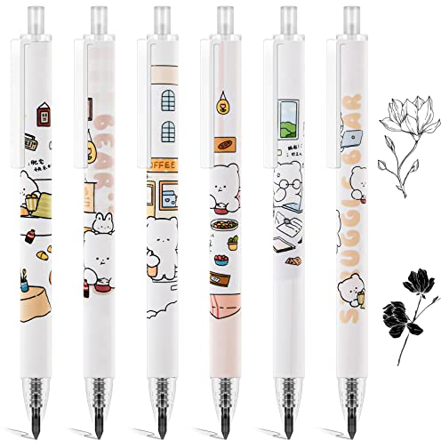 OFFCUP Tintenlose Bleistifte Ewig, 6 Stück Bleistifte Set, Druckbleistift, Süße Cartoon Schale, Wiederverwendbarer Bleistift, für Kinder Erwachsene Studenten(Weißer Bär)