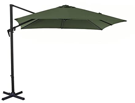 PROLOISIRS Ampelschirm für den Garten, Roma, Khaki, mit Kurbel, 3 x 4 m, Alu/Stahl, Grau, Khaki, L