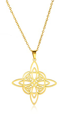 SIPURIS Collar de nudo de bruja con colgante de bruja celta, amuleto de protección geométrica, joyería pagana wiccana, regalos de cumpleaños (Nudo celta Triqueta-G)
