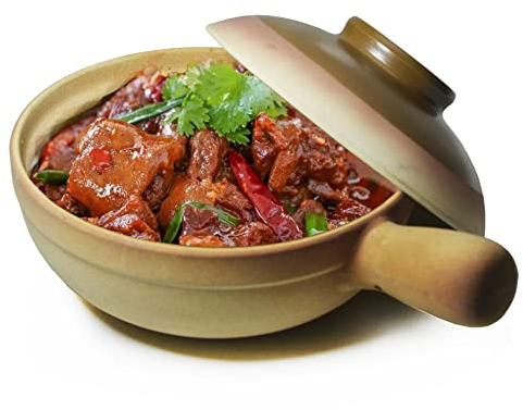 Cocotte de poterie rétro en argile avec couvercle Shaguo (poignée DR19 cm)