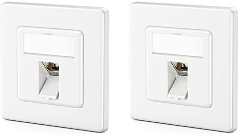 deleyCON 2x Prise Réseau CAT7 1 Port LAN de Données Encastrée + 2x Module Keystone RJ45 Sortie à 45° - DSL Réseau Câble de Brassage et de Pose