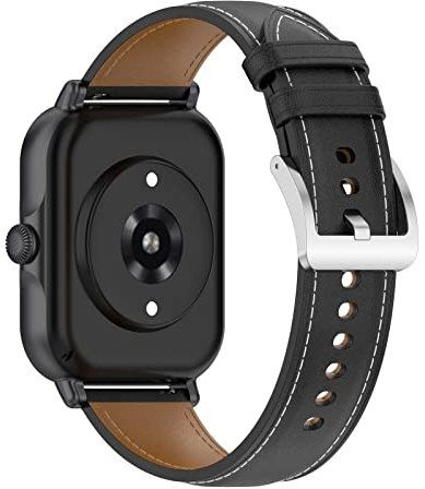 Leather Straps Compatible with Xiaomi Watch S1 Active Smartwatch Strap, Adjustable Replacement Wristband Premium Leather Band for Xiaomi Watch S1 Active (Black)