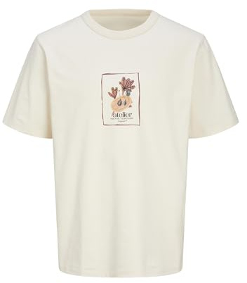 JACK & JONES Male T-Shirt Printed T-Shirt, Buttercream, S