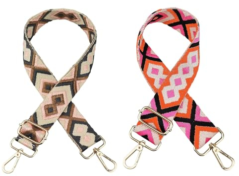 XIATIAN Tracolla per Borsa Donna - 2 Pezzi Colorate Cinghia 3.8cm Tracolla Larga Regolabile per Borsa - Ricambio Cintura per Borsa a Contrasto di Diamanti per Borsette Crossbody - Regolabile 75-135cm