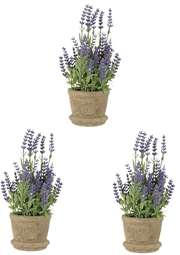 DOITOOL 3st Künstliche Bonsai-Pflanze Blumenarrangements Im Topf Topfpflanze Lavendel Falsche Topfblumen Lavendelblüte Im Topf Kunstpflanze Büro Zellstoffbecken Anlage Lavendelblüten