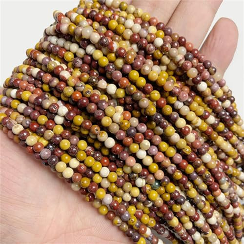 4 mm natürliche rosa Rhdonit Achat Jaspis Stein Perlen Runde Jades lose Spacer Perle für Schmuckherstellung NO21 Mookait 4 mm