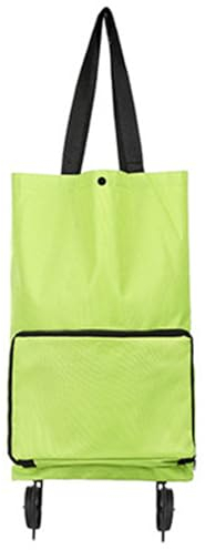 Collapsible Shopping Trolley on Wheels, Foldable Shopping Cart Reusable Oxford Cloth Shopping Bags Portable Hand-Pulling Grocery Bags for Home Supermarket(green)