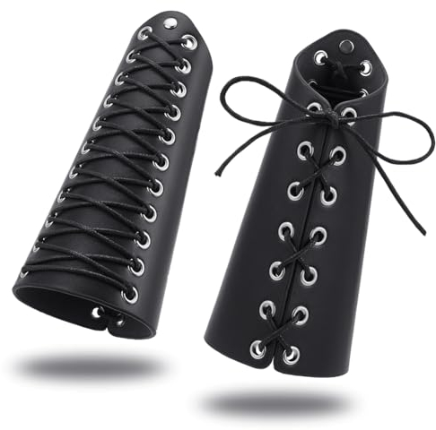 nbeads Mittelalterliche Leder Armschienen, Leder Armschützer Schnalle Armschienen Schnalle Breite Armschiene Ritter Retro Renaissance Armschützer für Halloween Kostümzubehör, Schwarz