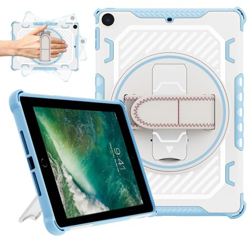 ROISKIN Hülle für iPad 6/5 Generation 9.7 Zoll: Stoßfest Robuste Schutzhülle für Air 2/ Pro 9.7 2017/2018 mit 360 Rotation Stand/Handschlaufe für Kinder Jungen Mädchen,Blau