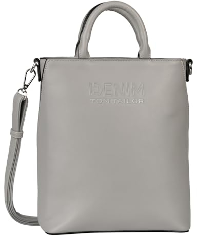 TOM TAILOR Denim Heidy Damen Shopper Umhängetasche Reißverschluss Klein Grau