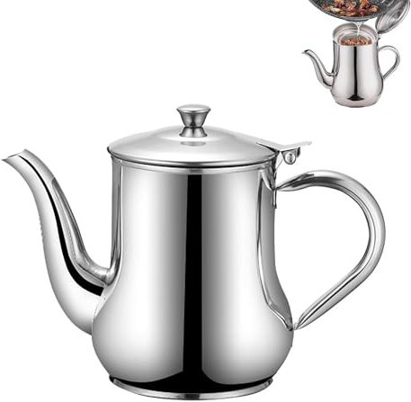 Ainid Olla de filtro de aceite de acero inoxidable, contenedor de grasa con colador de malla fina, botellas dispensadoras de aceite, lata de almacenamiento de aceite para la cocina del hogar (13