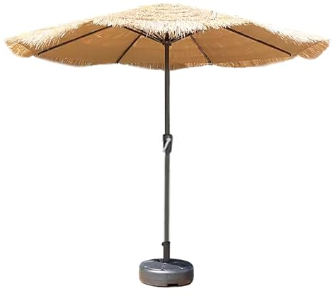 Sonnenschirme Balkon Windfest Stroh Strandschirm Balkonschirm Gartenschirm Balkon Strand Strohschirm Geeignet für Strände Hotels(Color:Natural A 270CM)