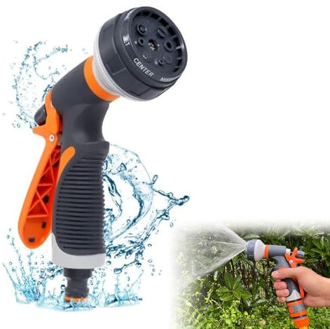 Manguera de jardín, pistola de pulverización, manguera de jardín, boquilla de alta presión para manguera de jardín, conector de 8 patrones ajustables, para lavado de coches, ducha de mascotas,