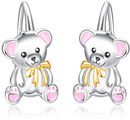 Bär Ohrringe 925 Sterling Silber Tier Ohrringe Leverback Hoop Bär Schmuck Geschenke für Damen