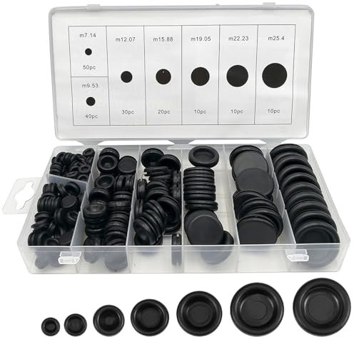 170 Stück Gummi Kabeltüllen Set, Kabeldurchführung Gummi, 7 Sizes Rubber Cable Grommets, Gummistopfen, Gummitülle Kabelverschraubung für Kabel Stecker Kabelschutz