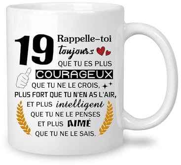 Yufansd Mug Anniversaire 19 Ans Humour Tasse pour Homme/Femme Cadeaux d'anniversaire Souvenir/Cadeau pour 19ème Fille Fils Grands-parents Tante Oncle Nounou Marraine Parrain Anniversaire (19)