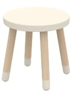 Flexa Dots Kinderstuhl aus Holz perfekt für Kinderzimmer | Runder vielseitiger Sitzhocker kann Man auch für Küche oder Wohnzimmer benutzen | Hocker Ø30cm | Farbe: Cream White