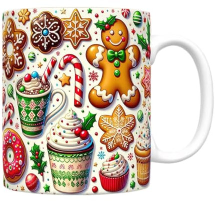 Yabauuop Tasses De Noël Bonhomme En pa-in D'épice - Tasse Bonhomme En pa-in D'épice | Tasse En Céramique De Noël De 350 Ml | Cadeau De Décoration De Noël En Forme De Bonhomme En pa-in D'épice