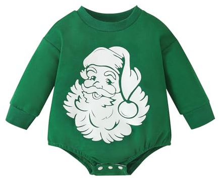 MNSWR Neugeborenes Baby Mädchen Junge Weihnachten Outfit Santa Rundhalsausschnitt Waffel Sweatshirt Strampler Langarm überdimensioniert Bodysuit Weihnachten Baby,Baby Strampler Neugeborene Junge Bab