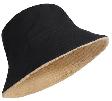 TAGVO XXL Plüsch Fischerhut Winter Anglerhut Große Flauschige Bucket Hat Warme Baumwolle Reversibel Wintermütze Für Herren Damen