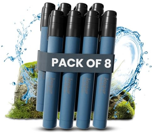 Joypur Paille Filtrante de Survie- Purificateur d'Eau pour Randonnée Camping Bushcraft - Filtre à Eau de Poche,Accessoires Survivalisme Equipement Kit.(bleu*8)